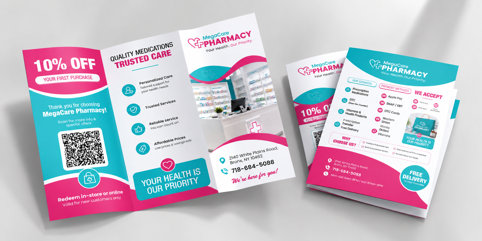 Pharmacy Bi-Fold & Tri-Fold Brochure Design — Graphic project by Kabeer Design